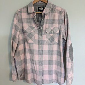 Roots Pink and Gray Plaid Button Down Shirt